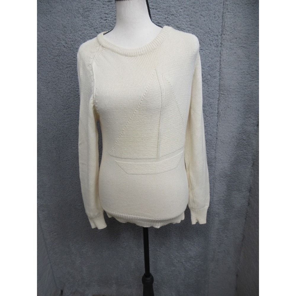 Vintage JG Hook Fisherman Sweater Women S Cream Crewneck Nautical Coastal Preppy